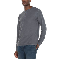 Liverpool - Long Sleeve Henley - Gray Pinstripe