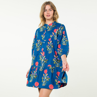 THML - Mid Sleeve Flower Maxi Dress - Blue