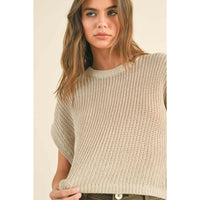 Miou Muse - Dolman Sleeve Knitted Top - Stone Solid