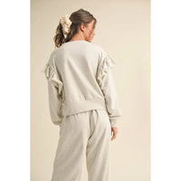 Miou Muse - Ruffled Detailed Sweatshirt - Heather Grey