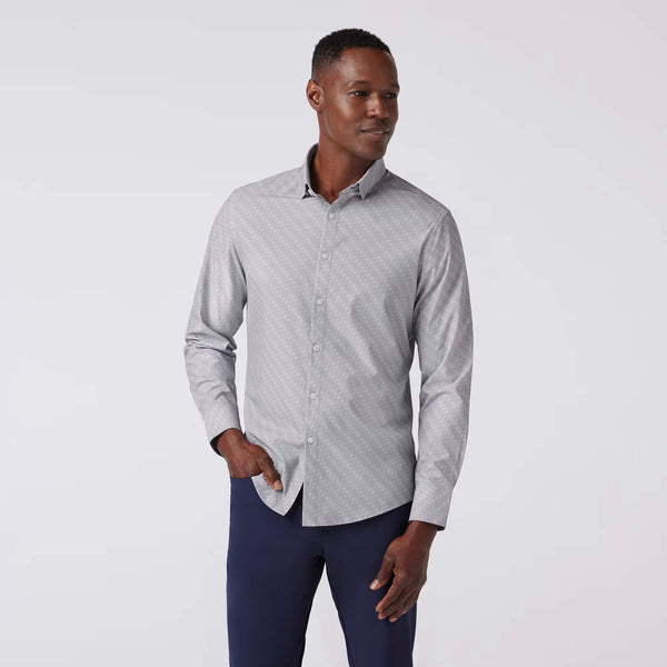 Mizzen + Main - Leeward No Tuck Dress Shirt - Silver Dotted Diamond