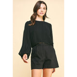 Pinch - Pleated Woven Top - Black