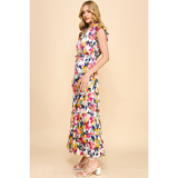 Pinch - Print Satin Tiered Maxi Dress - White Multi