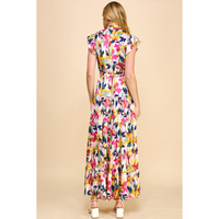 Pinch - Print Satin Tiered Maxi Dress - White Multi