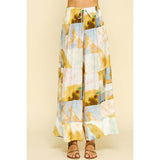 Pinch - Print Woven Wide Leg Pants - Camel Multi