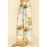 Pinch - Print Woven Wide Leg Pants - Camel Multi