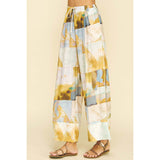 Pinch - Print Woven Wide Leg Pants - Camel Multi