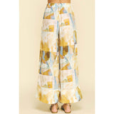 Pinch - Print Woven Wide Leg Pants - Camel Multi