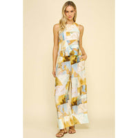 Pinch - Print Woven Wide Leg Pants - Camel Multi