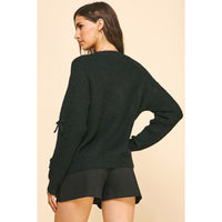 Pinch - Ribbon Embellishment Sweater Top - Black