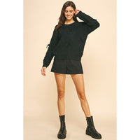 Pinch - Ribbon Embellishment Sweater Top - Black