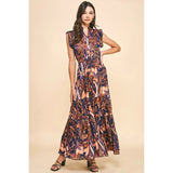 Pinch - Satin Print Maxi Dress - Navy