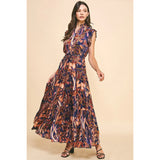 Pinch - Satin Print Maxi Dress - Navy