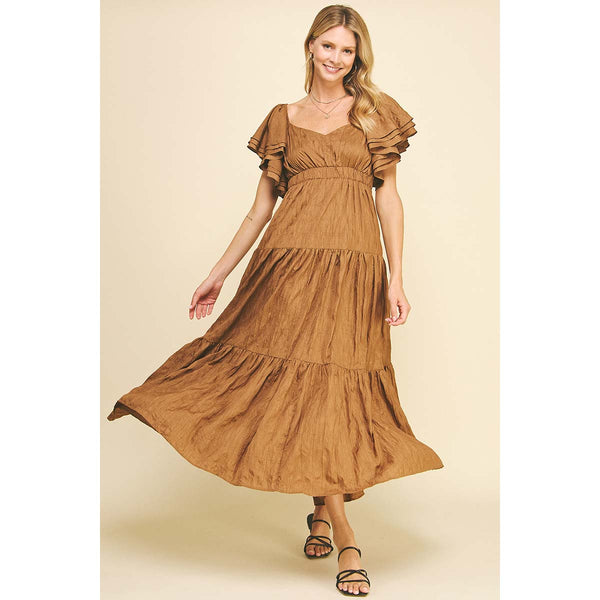 Pinch - Solid Tiered Maxi Dress - Toffee