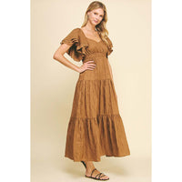 Pinch - Solid Tiered Maxi Dress - Toffee