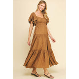 Pinch - Solid Tiered Maxi Dress - Toffee