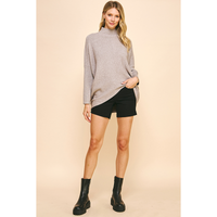 Pinch - Turtle Neck Long Sleeve Tunic - Heather Grey