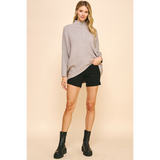 Pinch - Turtle Neck Long Sleeve Tunic - Heather Grey