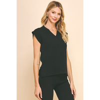 Pinch - V-Neck Sweater Vest Top - Black