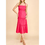 Pinch - Sleevless Pleated Midi Dress - Hot Pink