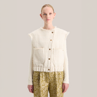 Scotch & Soda - Boucle Tweed Collarless Gilet - Soft Ice Melange