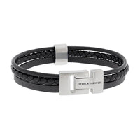 Steel & Barnett - Leather Bracelet Casual Cole - Black