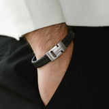 Steel & Barnett - Leather Bracelet Harrison - Black Silver