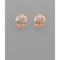 Multicolor Glitter Flake Ball Earrings