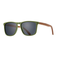 Blue Planet Eco-Eyewear - Cail - Matte Army Green / Walnut Wood + Smoke Polarized Lens