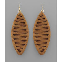 Suede Teardrop Earrings - Brown